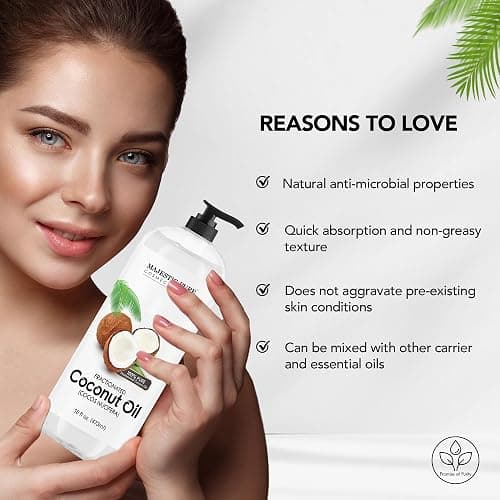 Majestic Pure Fractionated Coconut Oil - Relaxing Massage Oil, Liquid Carrier Oil for Diluting Essential Oils - Skin, Lip, Body & Hair Oil Moisturizer & Softener - 16 fl oz thumbnail 5