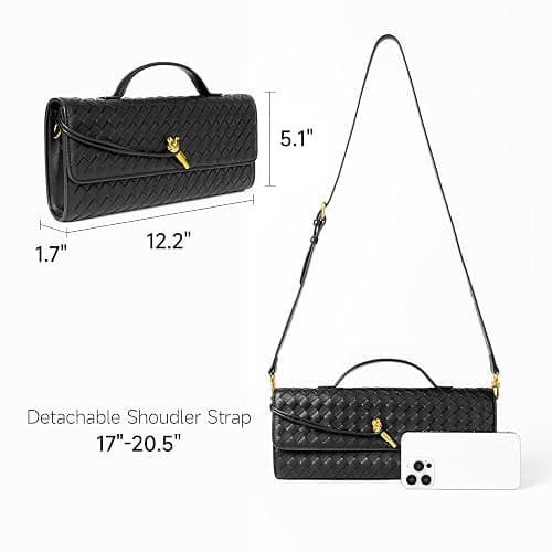 Joryin Woven Purse for Women Evening Clutch Woven Leather Handbags Crossbody Bag Purse Formal Evening Bag, Vegan Leather thumbnail 4