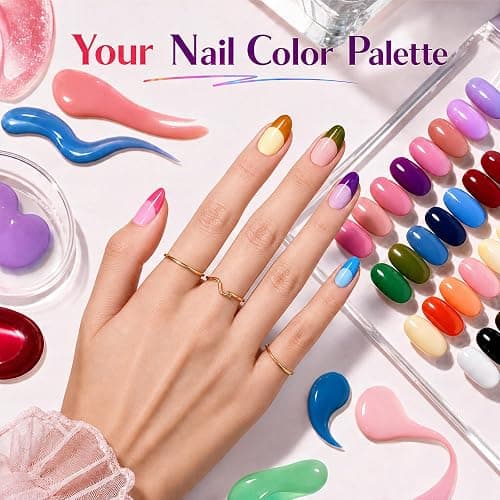 Beetles Fall Gel Polish Set, Fingertip Palette Collection, 32 Colors | With Base Glossy Matte Glitter Top Coat, Pink Red Blue Purple Brown Yellow Green Black White Gel, UV LED Lamp Nails Gifts thumbnail 2