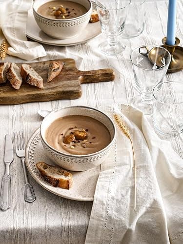 LE TAUCI 24 Piece Dinnerware Sets for 8, Large Plates and Bowls Sets, Ceramic Dishes Set for 8, Modern Stoneware Tableware, Chip Resistant, Ideal for Hosting, Reactive Beige (8"&10" Plate, 27oz Bowl) thumbnail 5