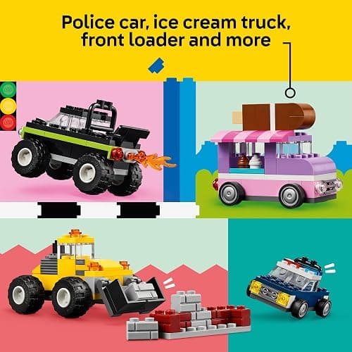 LEGO Classic Creative Vehicles, Colorful Construction Brick Building Kit with Ice Cream Truck, Police Car Toy, Model City Cars and More, Gift or Car Toy for Boys, Girls and Kids Ages 5 and Up, 11036 thumbnail 6