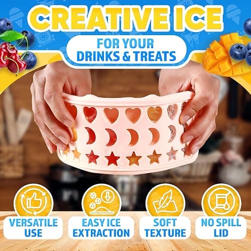 Fun Ice Cube Trays – Cute Silicone Star, Moon & Heart Shapes, 24 Cavities – Flexible, Food Safe, Temperature-Resistant Ice Cube Tray with Lid | Designed for Home Creations & Party Drinks & Desserts thumbnail 3