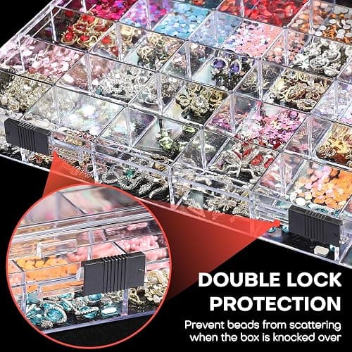 Noverlife 2 Pack 36 Grids Clear Plastic Organizer Box, Jewelry Craft Storage Container Bead Holder Nail Charm Organizer, Rock Collection Box for Fishing Tackles, Acrylic Earring Display Case for Girls thumbnail 5