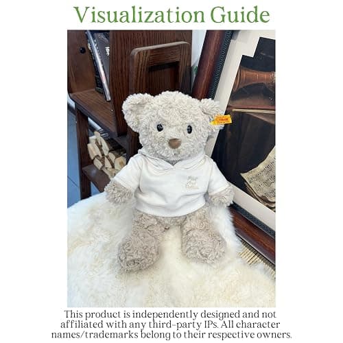 LICHADUOLE 9-12''/30cm Plush Animals Clothes Cotton Hoodie & Checkered Shorts Set for Bashful Bunny and Teddybear(NO Doll) thumbnail 9