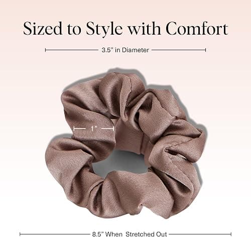 Kitsch Satin Scrunchies for Women - No Crease Hair Ties for Girls | Scrunchies For All Hair Types and Textures, Perfect for Day or Night | Ideal Gifts for Women - 5 Pcs, Cameo thumbnail 2