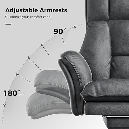 Big and Tall Office Chair with Footrest, Cross-Legged Sitting，Tech Grey | Ergonomic Executive Desk Chair, High Back Reclining Home Office Chair, Computer Chair with Flip-Up Armrests, Wide Seat thumbnail 7