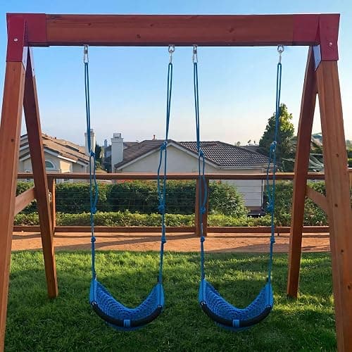 JKsmart 2 Pack Kids Swing Seat, Heavy Duty Rope Play Secure Children Swing Set, Toddler Swing Chair for Outdoor/Indoor/Playground/Home/Tree, with Snap Hooks and Swing Straps,440 lbs Capacity,Blue thumbnail 2