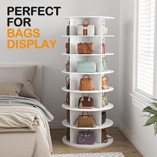 MAGIC UNION Rotating Shoe Rack Tower 7 Tier Organizer, Vertical Spinning Shoe Display Lazy Susan, Revolving 360 White Shoe Rack Storage Round Carousel, Rotate Shoes Closet Organization thumbnail 5