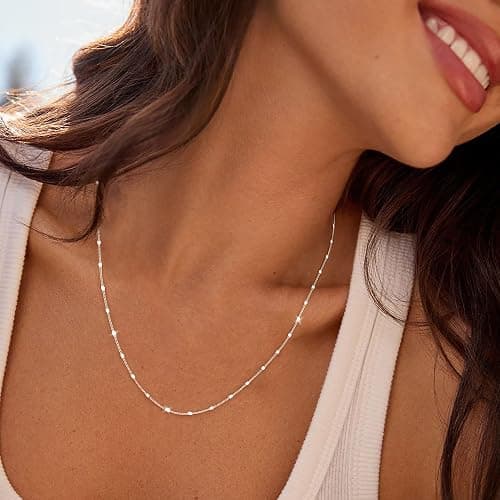 Carffordo 925 Sterling Silver Necklace Silver Chain Necklace for Women Cuban Link Chain 16K Gold Plated Chain Simple Dainty Necklace for Women Waterproof Trendy Jewelry Gift thumbnail 3