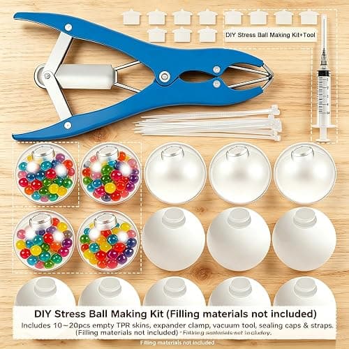 DIY Stress Ball Making Kit for Adults, Empty Squishys Skin with Expander & Vacuum Tool, Complete Squishys Maker Kit for Sensory Fidget Toys (Filling Materials Not Included) thumbnail 2