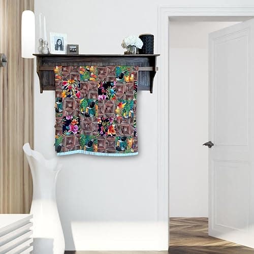 RELODECOR Wall Mounted Quilt Rack with Shelf - Solid Pine Wood, Rustic Farmhouse Style Quilt Hanger for Bedroom & Living Room Decor thumbnail 6
