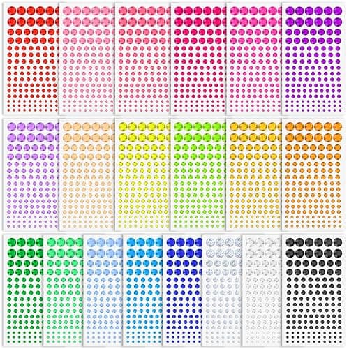 2800 Pcs Self Adhesive face Rhinestones gems Stickers in 20 Colors, 6 Sizes Stick on Jewels for Body, Face, Hair and Craft DIY Decorations(3/4/5/6/8/10mm) - Image 1