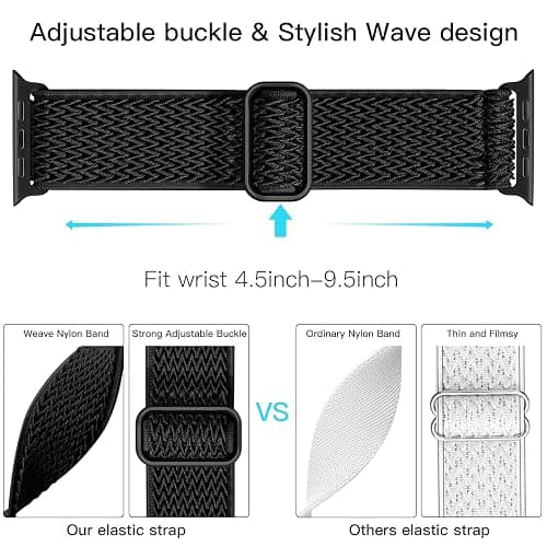Lerobo Nylon Stretchy Solo Loop Watch Band, Compatible with Apple Watch Series 11-1, SE/Ultra 3 2 1 38/40/41/42/44/45mm/46mm/49mm, Adjustable Replacement Strap for Women Men thumbnail 3