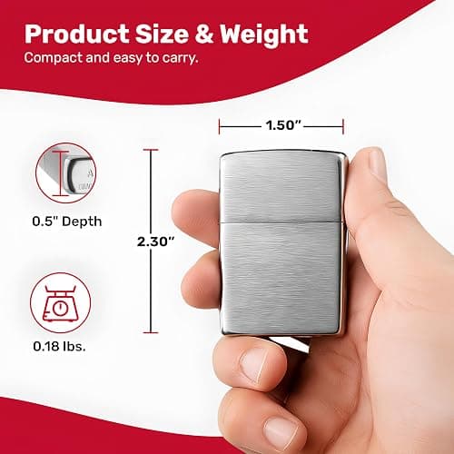 Zippo Classic Brushed Chrome Pocket Lighter - Windproof & Refillable Flip-Top Metal Lighter - Everyday Use Pocket Lighters - Luxury Lighters Made in USA thumbnail 3