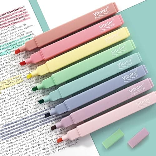 Vitoler Highlighters,8 Colors Chisel Tip Cute Highlighters,No Bleed Bible High lighters for Journaling Planner Notes School Supplies thumbnail 5