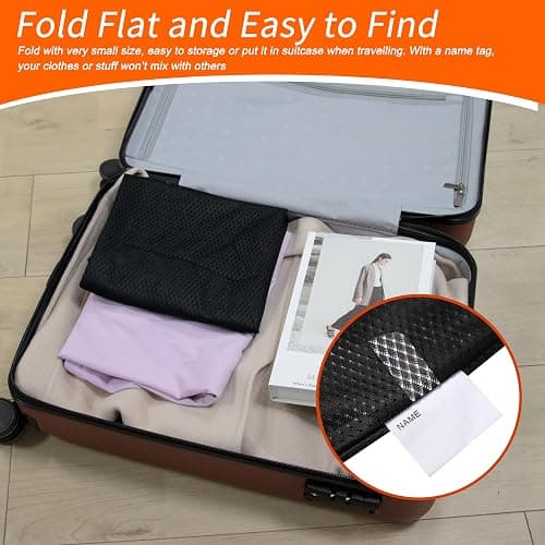 Polecasa Extra Heavy Duty Large Diamond Mesh Laundry Bags with Drawstring Closure & ID Tag, 2 Pack 24 x 36 inches Washable Storage Bag for College, Travel, Sports, Dorms, Black thumbnail 5