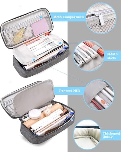 YOKUMA Pencil Case,Large Capacity Pencil Pouch,Aesthetic Zipper Pencil Box, Back to School Supplies for College Student Teen Adults,Travel Essentials,Electronic Cable Organize thumbnail 6