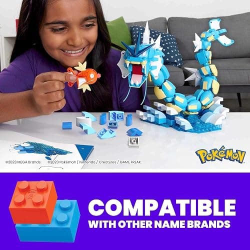 MEGA Pokémon Action Figure Building Toys Set for Kids, Magikarp Evolution Set with 411 Pieces, Buildable and Poseable Gyarados, 20 inches thumbnail 3