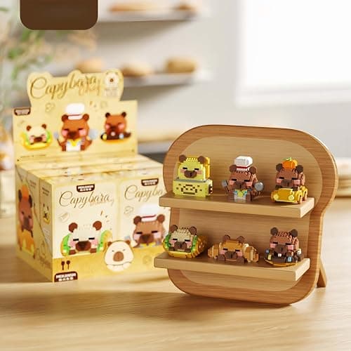TIM CHESS 6 Set Cute Capybara Building Blocks Set, Mini Bakery Figurine Toy | Micro Brick Bakery Bread Model Kits Party Favors Stocking Stuffers Desk Decor thumbnail 2