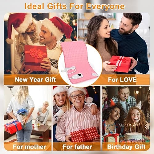Deepsoon Heating Pad,Electric Heating Pads for Back,Neck,Abdomen,Moist Heating Pad for Shoulder,Knee,Arms,Legs,Dry/Moist Heat & Auto Shut Off,Birthday Gifts for Men and Women,BabyPink,24x12 Inch thumbnail 7