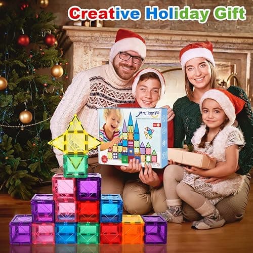 100PCS Magnetic Tiles Kids Toys - Magnetic Building Blocks STEM Magnet Building Set Preschool Learning Magnet Toys for Kids Ages 3-5 4-8, Sensory Montessori Toy for Toddlers 3+ Year Old Boys Girls thumbnail 7