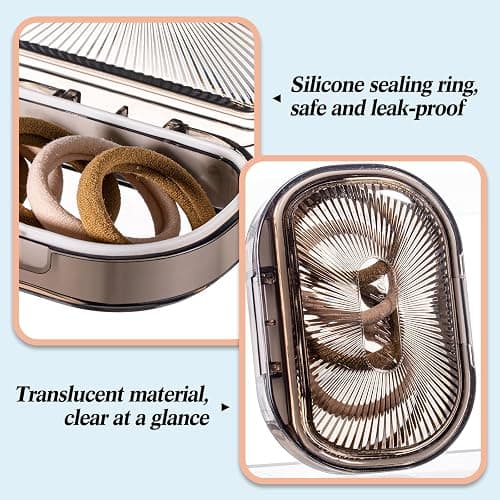 Kigley 4 Pcs Hair Tie Container Small Portable Travel Cotton Swab Holder Flosser Dispenser with Lid Plastic Box Beads Storage Containers for Small Items, 3.94 x 2.76 Inch (Gray) thumbnail 5