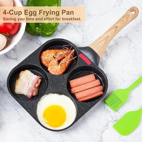MyLifeUNIT Egg Frying Pan, 4-Cup Egg Pan Nonstick, Fried Egg Pan Skillet for Breakfast, Pancake, Hamburger, Sandwiches, Suitable for Gas Stove & Induction Cookware thumbnail 3
