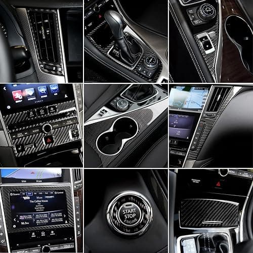 Fancemot 11PCS Real Carbon Fiber Interior Trim Kit Compatible with Infiniti Q50 2014-2024 & Q60 2017–2022, Interior Decor Sticker Accessories thumbnail 7