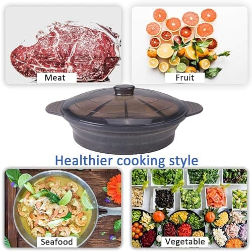 Microwave Steamer Cooker Collapsible Bowl Silicone Baked Potato Cookware with Handle Lid for Vegetables Fish Prep Meal Food with Removable Rack BPA Free Easy to Store Freezer Dishwasher Safe Black thumbnail 4