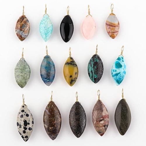 Jewel of Rocks (Pack of 5) Wholesale Bulk Mix Gemstone Crystals Pendant Necklace, Jewelry for Women, Natural Cabochons, Gift Jewelry, Dainty Necklaces, Gold Chain 18 inch (Mystery Pack) thumbnail 2