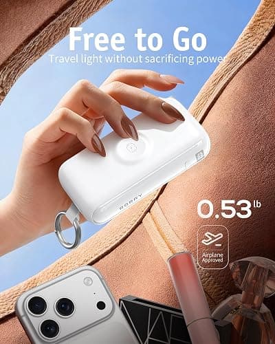 RORRY Flow Portable Charger 10000mAh 40W Wall Plug Power Bank Battery Pack | Built-in USB-C Cable, Keychain Design, Fast Charging, for iPhone 18 Pro/17/16/15, Apple Watch, iPad, Travel Essential thumbnail 5