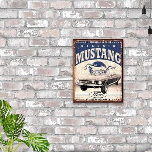Desperate Enterprises Classic Ford Mustang Tin Sign - Nostalgic Vintage Metal Wall Decor - Made in USA thumbnail 4
