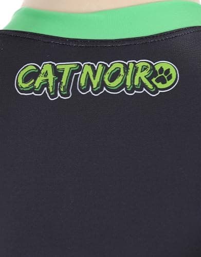 Micotaku Miraculous Cat Noir Black Green Long Sleeve Women's One-Piece Swimsuit thumbnail 5