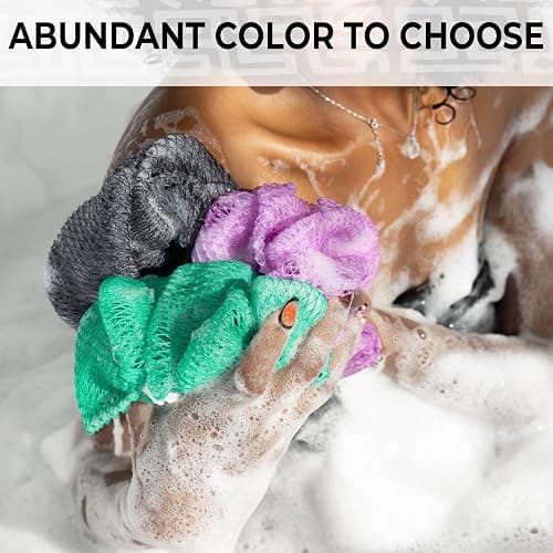 African Net Sponge Authentic - Afro Scrub Exfoliating Net Sponge with Knots - African Bath Sponges for Body Scrubber Exfoliator - Back Scrubber for Shower Bathing Accessories - Camellia thumbnail 6
