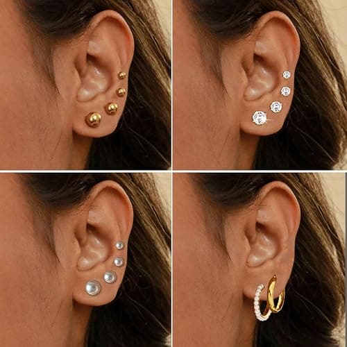 FANDY 137 Pieces Gold Jewelry Set for Women, 12 Necklace, 14 Bracelet, 21 Earrings, 24 Knuckle Rings, 16 hair clips, 50 hair ties  Gold Plated Jewelry set for Women Gift thumbnail 5