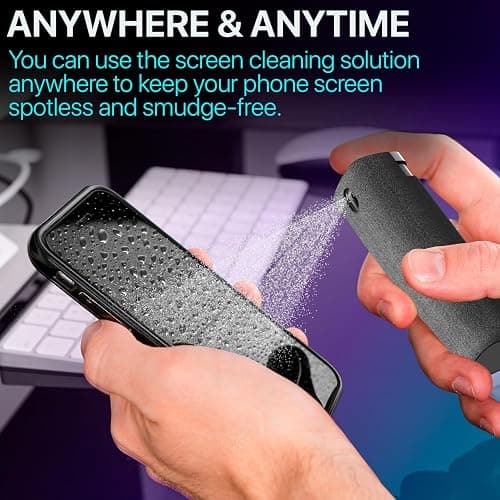 IO CLEAN Mini Screen Cleaner Spray – Finger Proof Screen Cleaner for Smartphones, iPads, MacBooks, Laptops, Car Screens, Touchscreens – 3 in1 Mist Cleaner, Microfiber Cloth and Protective Cover (Grey) thumbnail 9
