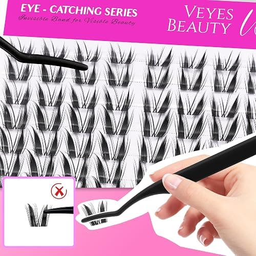 VEYESBEAUTY Lash Clusters Kit Eyelashes Lash Clusters Bunny 8-18mm | Eye-Catching Series Kit Mixed Length Bond and Seal Waterproof DIY Lash Tweezers thumbnail 5