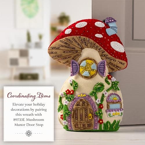 Bucilla, Mushroom Magic, Perfect for DIY Arts and Crafts Felt Applique Wreath Making Kit thumbnail 5