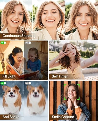 Digital Camera, 4K Vlogging Camera for YouTube Autofocus Cameras for Photography with 16X Digital Zoom, 48MP Compact Point and Shoot Digital Camera for Teens Adult with 32GB SD Card, 2 Batteries-White thumbnail 6