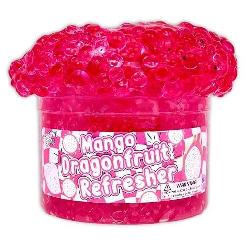 Mango Dragonfruit Refresher (8oz) - Fishbowl Bead Slime - Handmade in USA - Dope Slimes Pink thumbnail 5