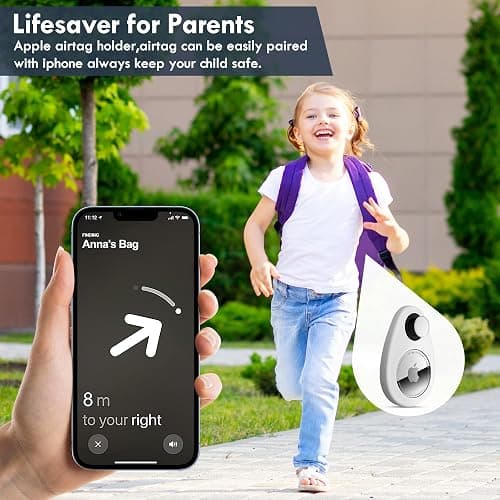 for Airtag Holder for Kids Hidden 4 Pack GPS Tracker Case, Anti-Removal for Airtag Silicone Case with Pins, Suitable for Children, Elderly, Pets, Backpack, Luggage(White, Blue) thumbnail 5