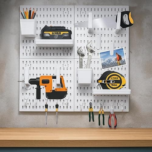 CROWNSHOP Pegboard Combination Set 28×28cm (4 Panels) with 20 Accessories Free CombinationDual Installation Options Wall Organizer for Home Storage & Decoration thumbnail 4