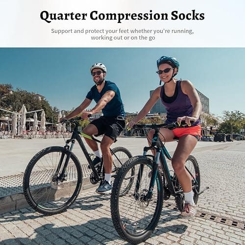 Compression Running Ankle Socks for Men and Women (6 Pairs), Quarter Athletic Socks for Running, Cycling, Golf, Work thumbnail 2