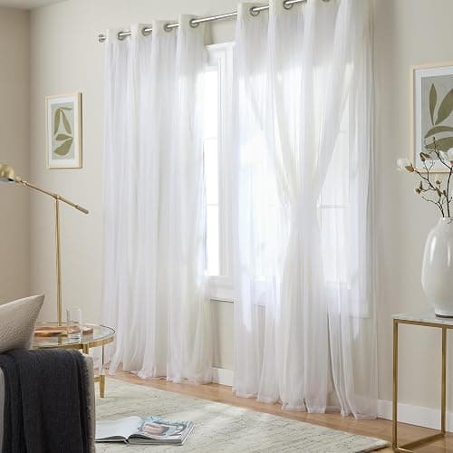 TOWN & COUNTRY LUXE Talia Double Layer Indoor Curtains, Sheer and Room Darkening Blackout, Grommet Top, Energy Efficient, 2-Pack Set, 52"x96", Vanilla thumbnail 4