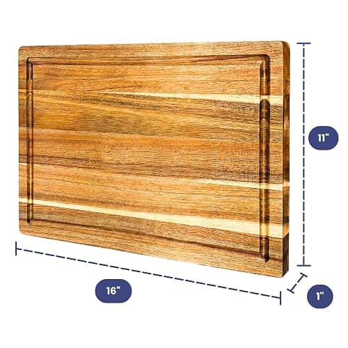 Non Toxic Wood Cutting Board - Conditioned with Natural Beeswax Flaxseed & Lemon Oil - Free of Mineral Oil - Made of FSC Certified Acacia Wood - 16" x 11" Thick Cutting Board by Ziruma thumbnail 2