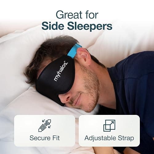 MyHalos® Sleep Masks - Eye Masks for Sleep - 100% Blackout Sleeping Masks for Women, Men & Side Sleepers - 3D Sleeping Eye Masks for Zero Pressure - Award Winning Design, Eyelash Friendly & Breathable thumbnail 4