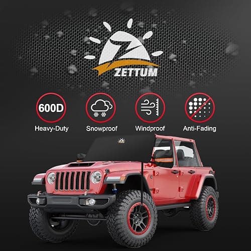 Zettum Car Windshield Snow Cover for Jeep Wrangler - 600D Car Windshield Snow Ice Cover Front Window Covers for Jeep Wrangler, Jeeps Gladiator, Ford Bronco, Toyota FJ Cruiser, Benz G Class, and More thumbnail 3
