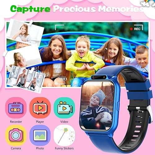 Smart Watch for Kids, 1.85" Fitness Tracker with Heart Rate, Sleep Monitor, IP68 Waterproof Smartwatches with Video Music, Pedometer, Game, NO APP/Phone, Gift for Boys Girls. (Classic, Blue) thumbnail 5