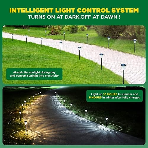 URAGO Super Bright Solar Lights Outdoor Waterproof-10 Pack, Dusk to Dawn Up to 12 Hrs Solar Powered Outdoor Pathway Garden Lights Auto On/Off, LED Landscape Lighting Decorative for Walkway Patio Yard thumbnail 4