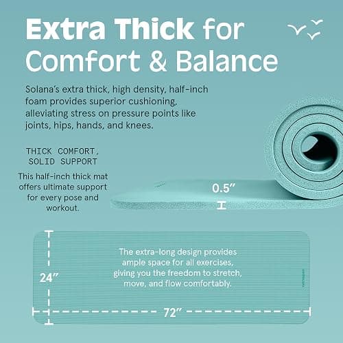 Retrospec Solana Yoga Mat Thick 1/2in Non-Slip Workout Mat with Nylon Strap - 72x24in Exercise Mat for Pilates, Stretching & Fitness - BPA Free, Easy Clean thumbnail 3